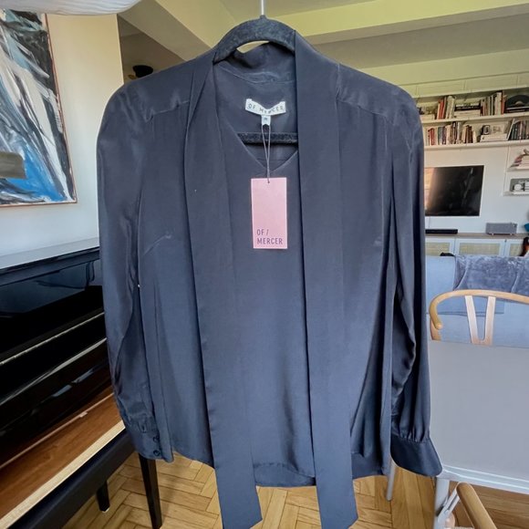 Of Mercer Chrystie Tie Neck Top in Black, Size M (NWT) - Picture 2 of 5